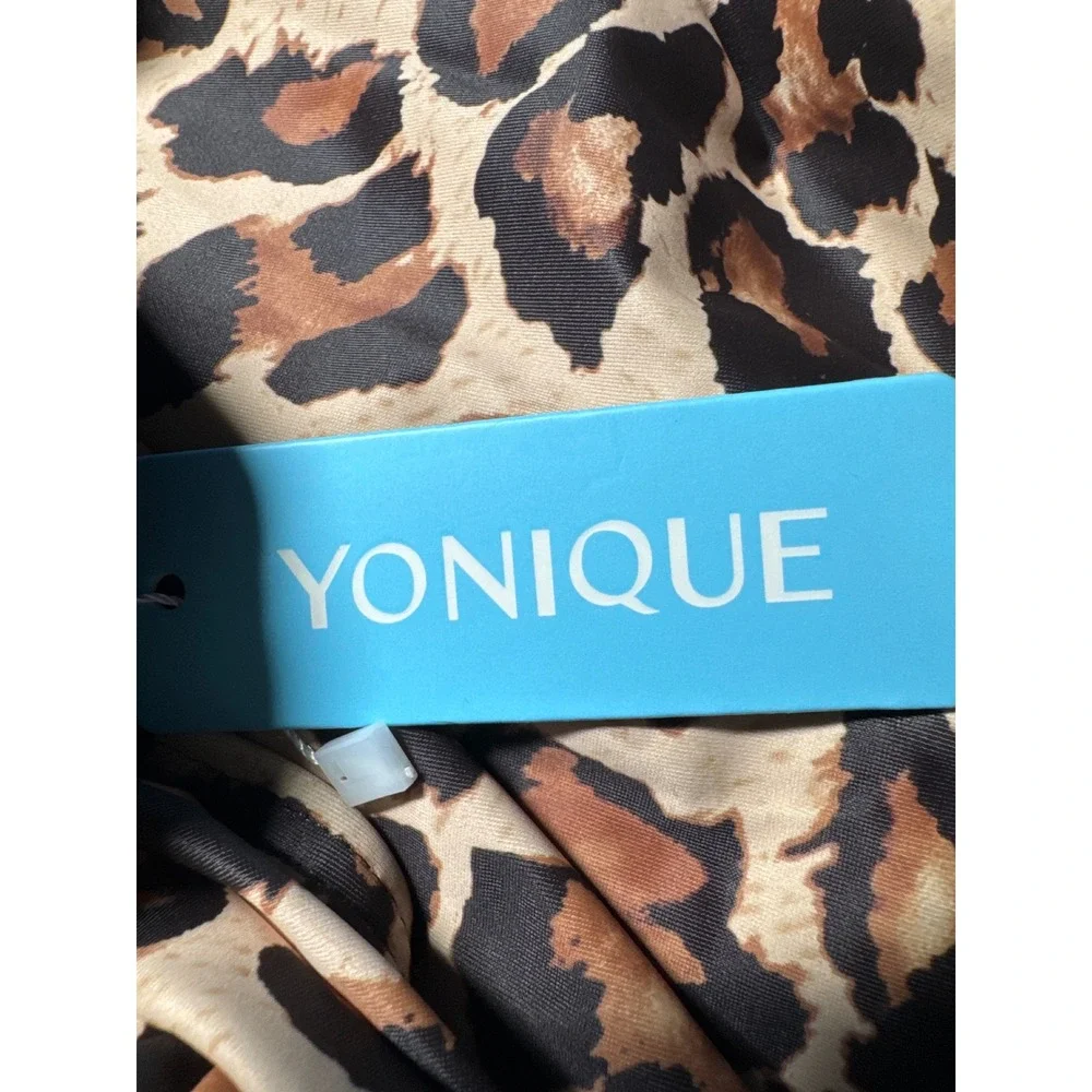 YONIQUE Leopard Plunge V Neck One Piece Swimsuit‎ Women's Size 22W
